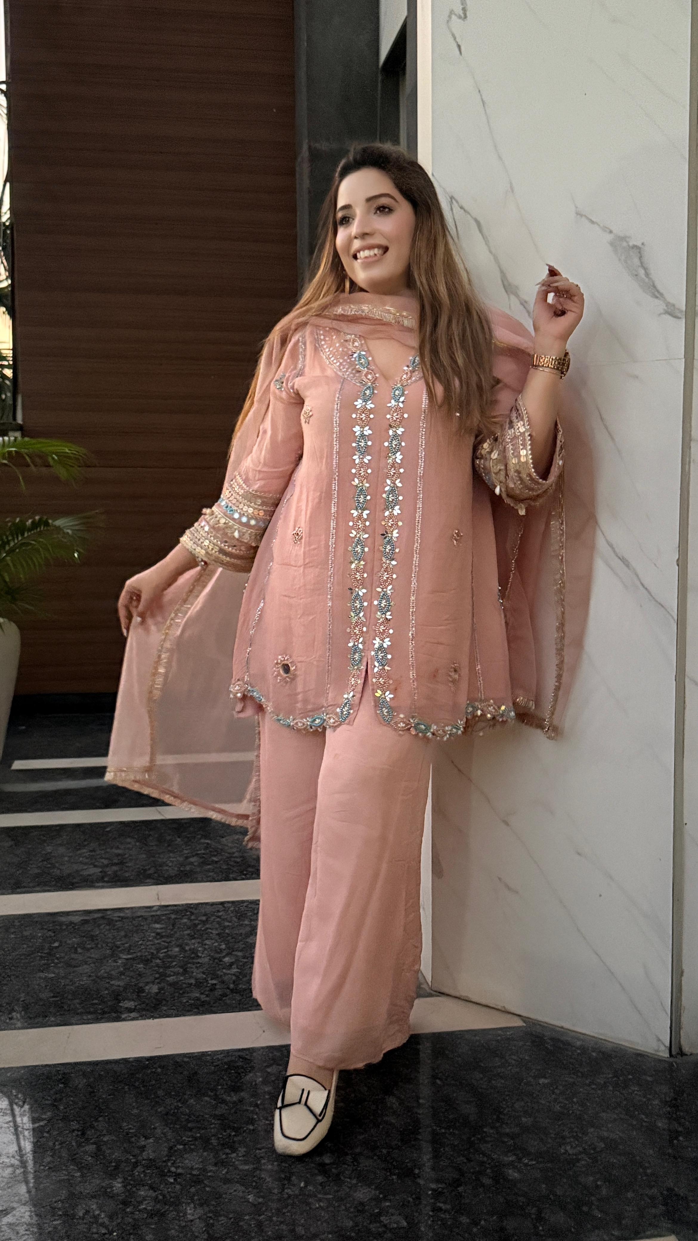 Amira Suit Set- Peach, Pink